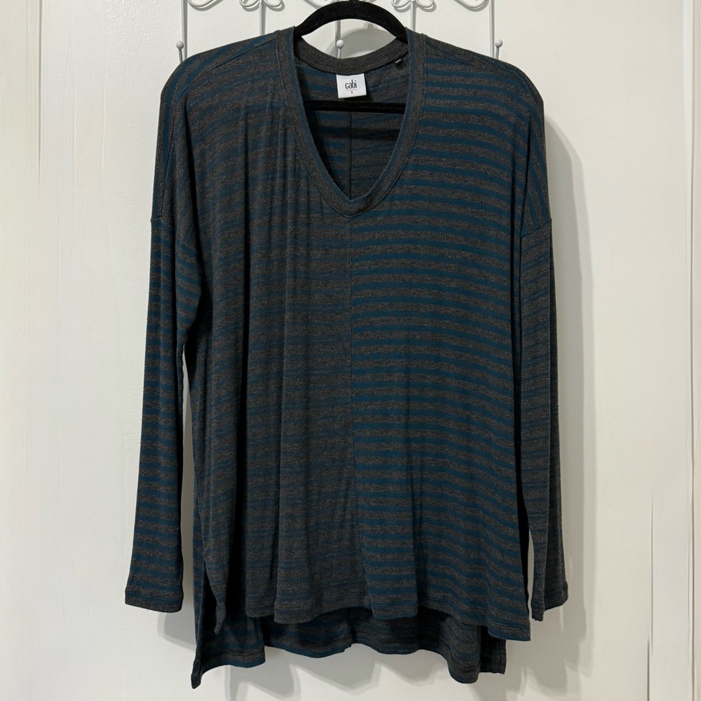 Women's Cabi #3687 Hybrid Stripe Contrast Long Sleeve Tee Sz Small
